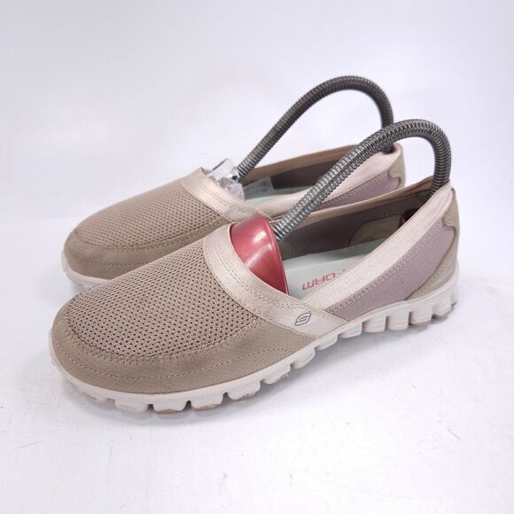 Skechers EZ Flex Take It Easy Walking Slip On Shoe Womens Size 6.5 22258 Beige - Picture 1 of 8